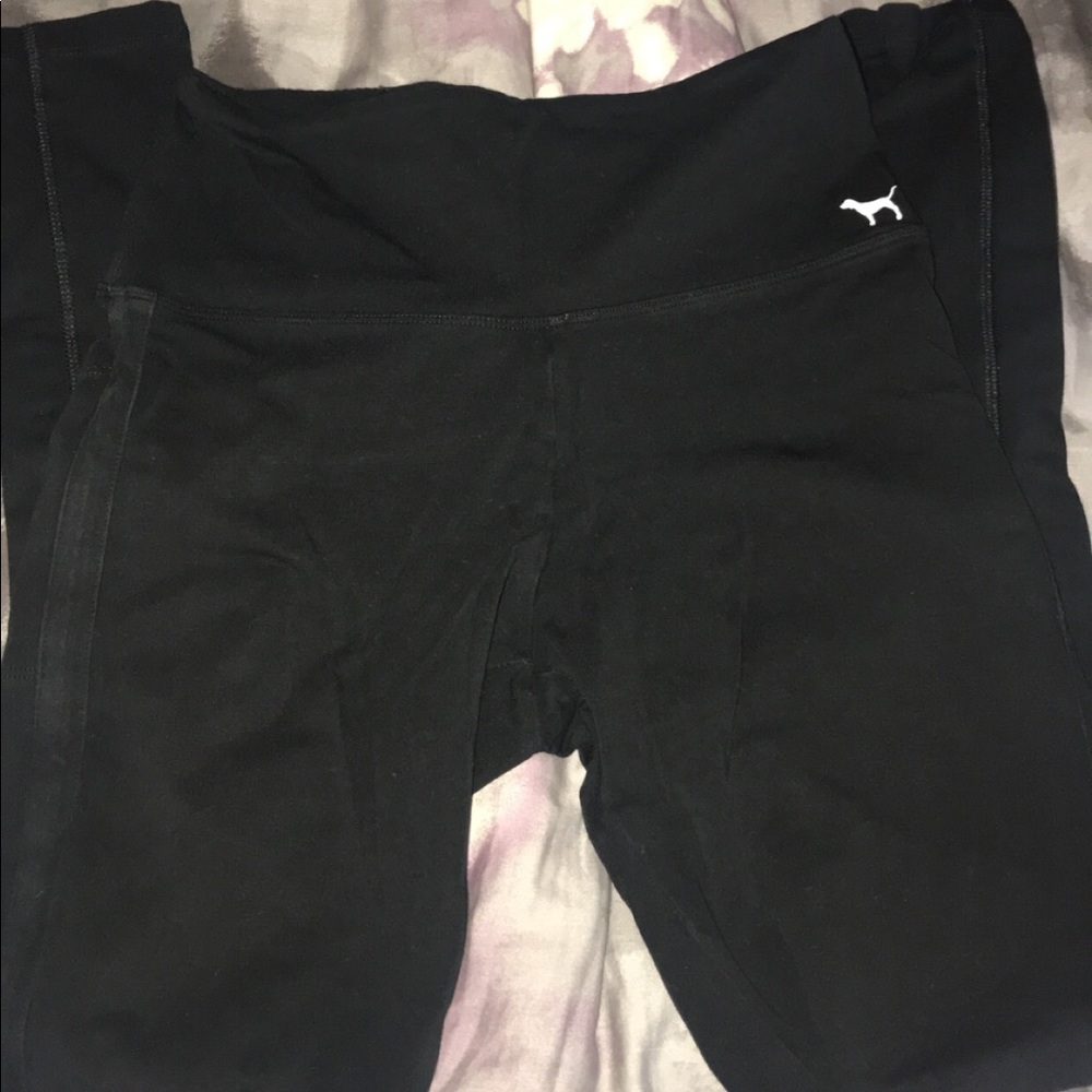 pink black leggings with side pockets size small